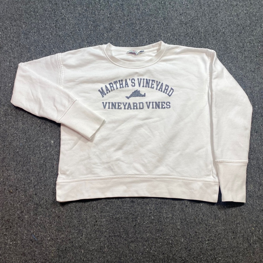 Vineyard Vines Marthas Vineyard Sweatshirt Sz S Womens White Preppy Pullover